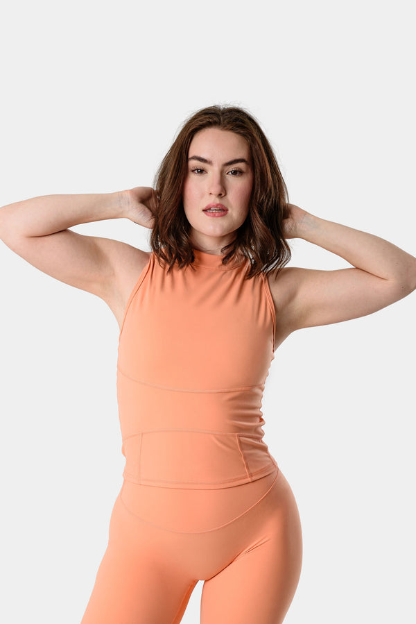 Mia High Neck Top - Orange