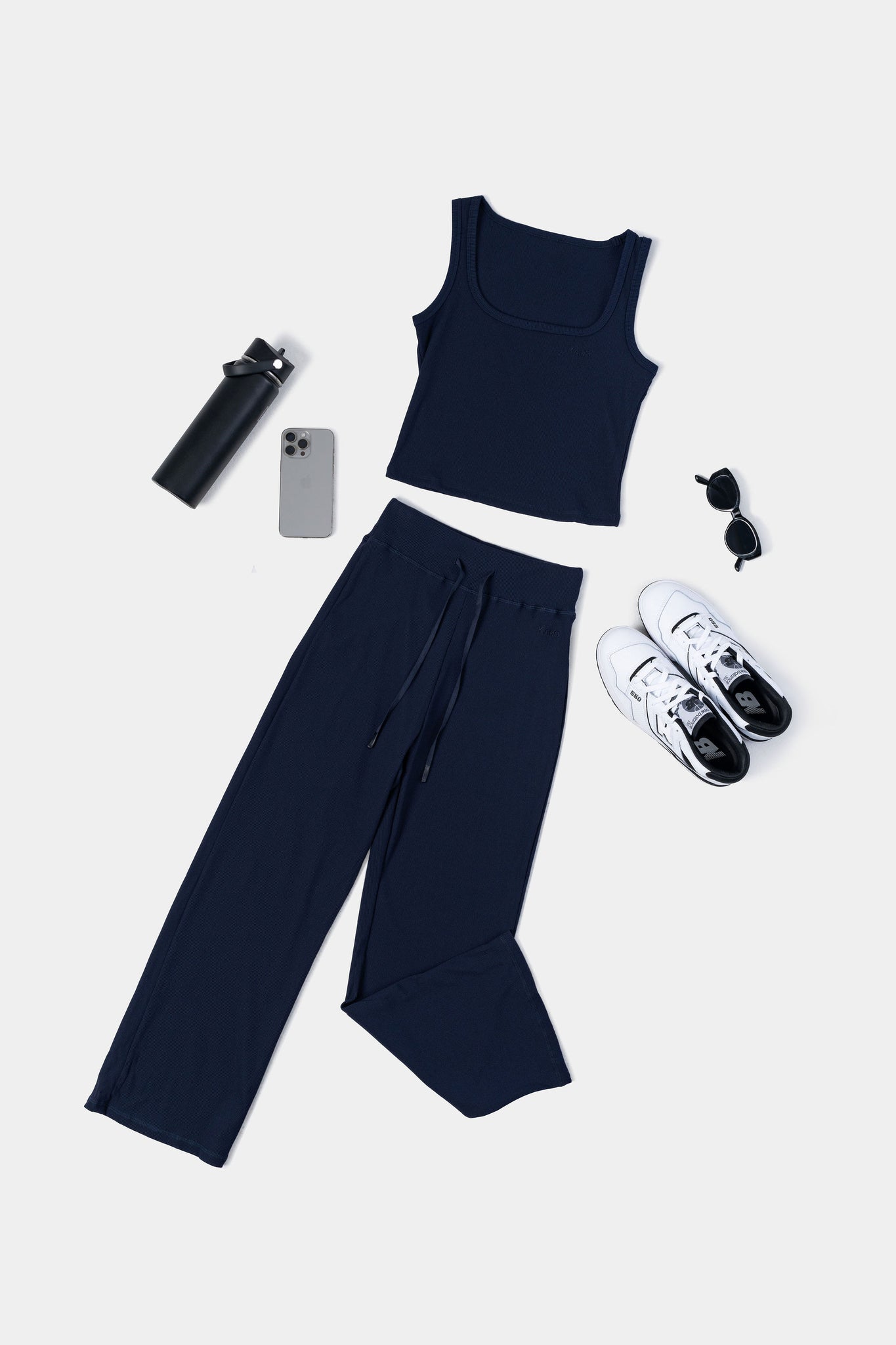 Regular Rib Relaxed Pants 30" - Navy Blue