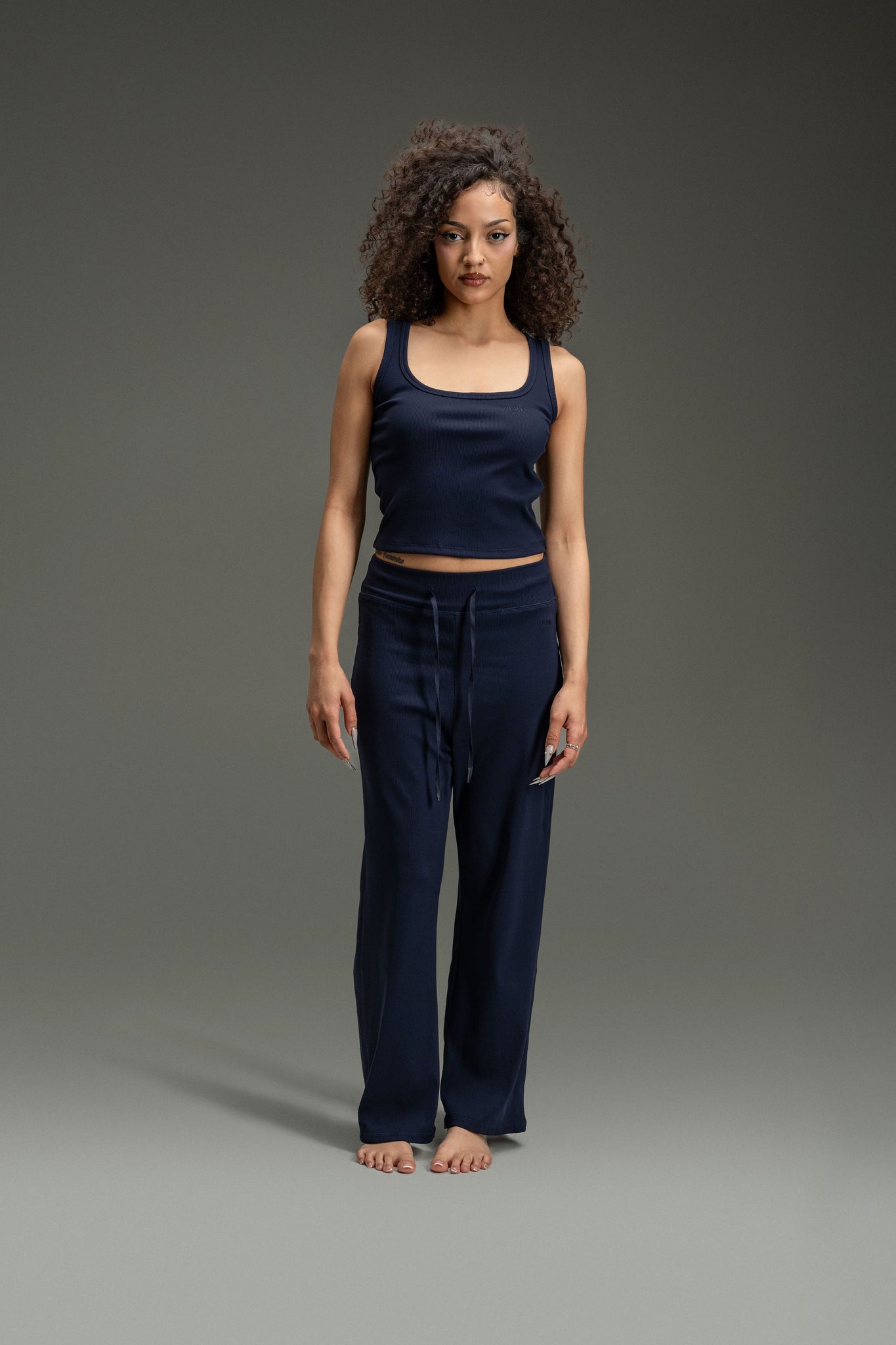 Regular Rib Relaxed Pants 30" - Navy Blue
