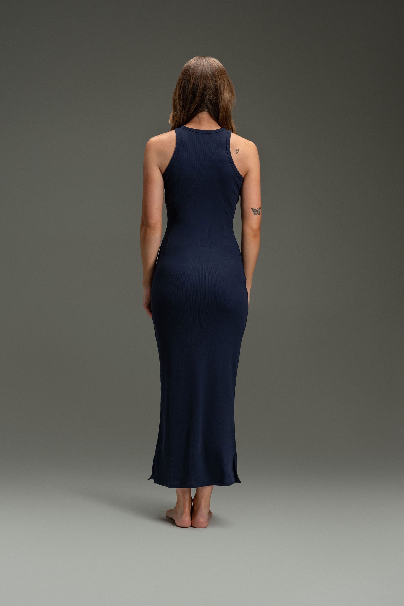 Rib Maxi Tank Dress - Navy Blue