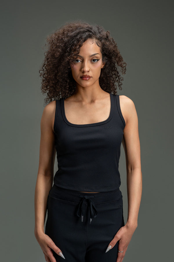 Essential Ribbed Tank Top - Chaorcal Black