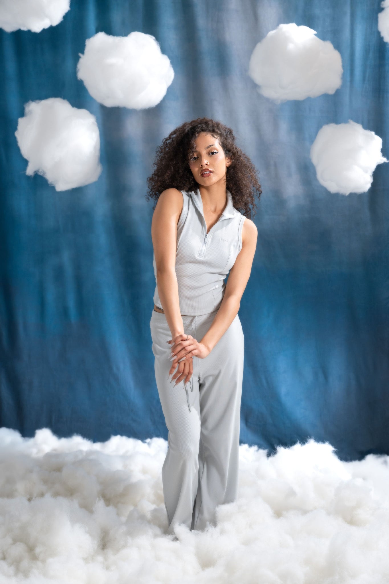 Essential Zipper Sleeveless Top - Heather Grey