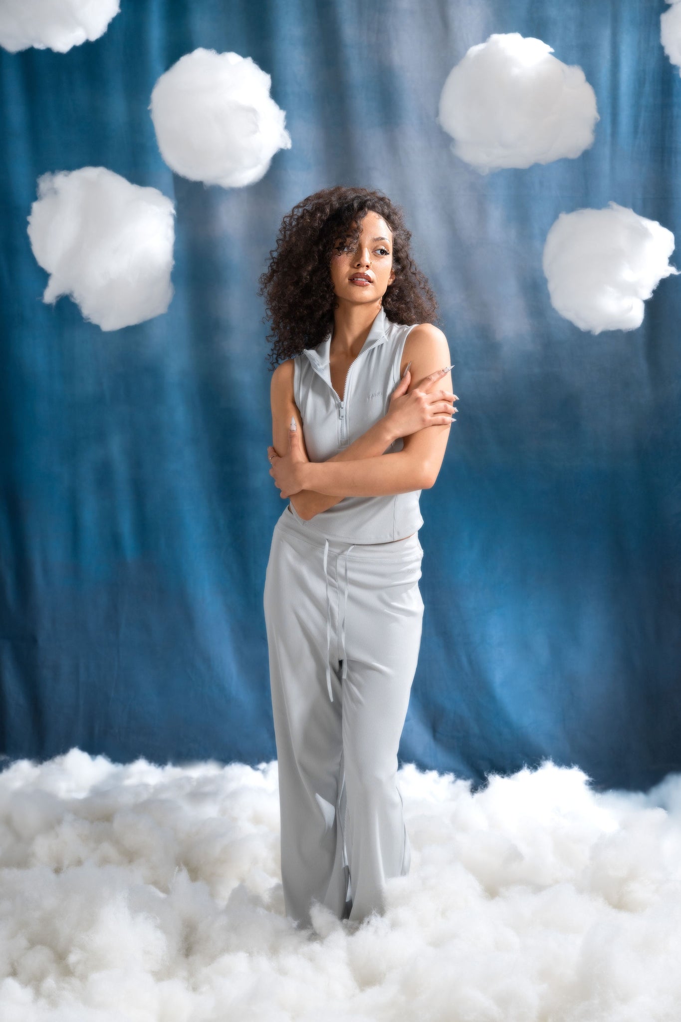 Rib Relaxed Pants 26" - Heather Grey