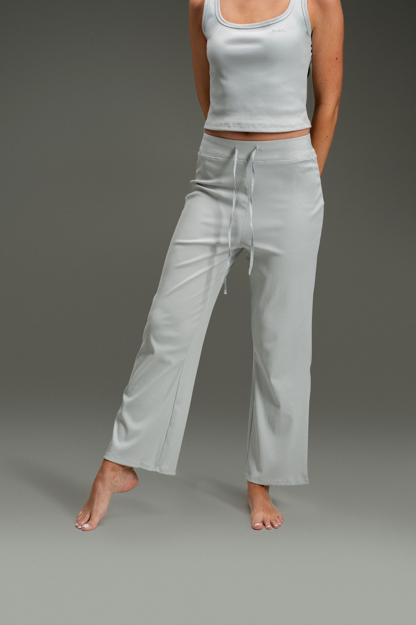 Rib Relaxed Pants 26" - Heather Grey